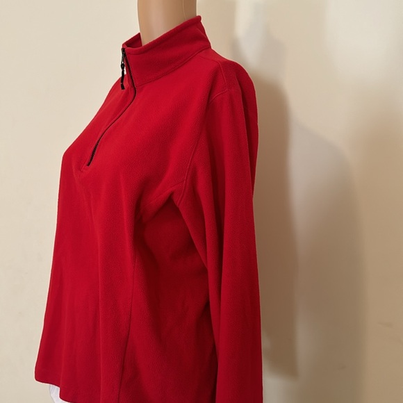 LANDS END Red Quarter Zipper Fleece Jacket Size 10 / 12 Medium - Picture 4 of 5